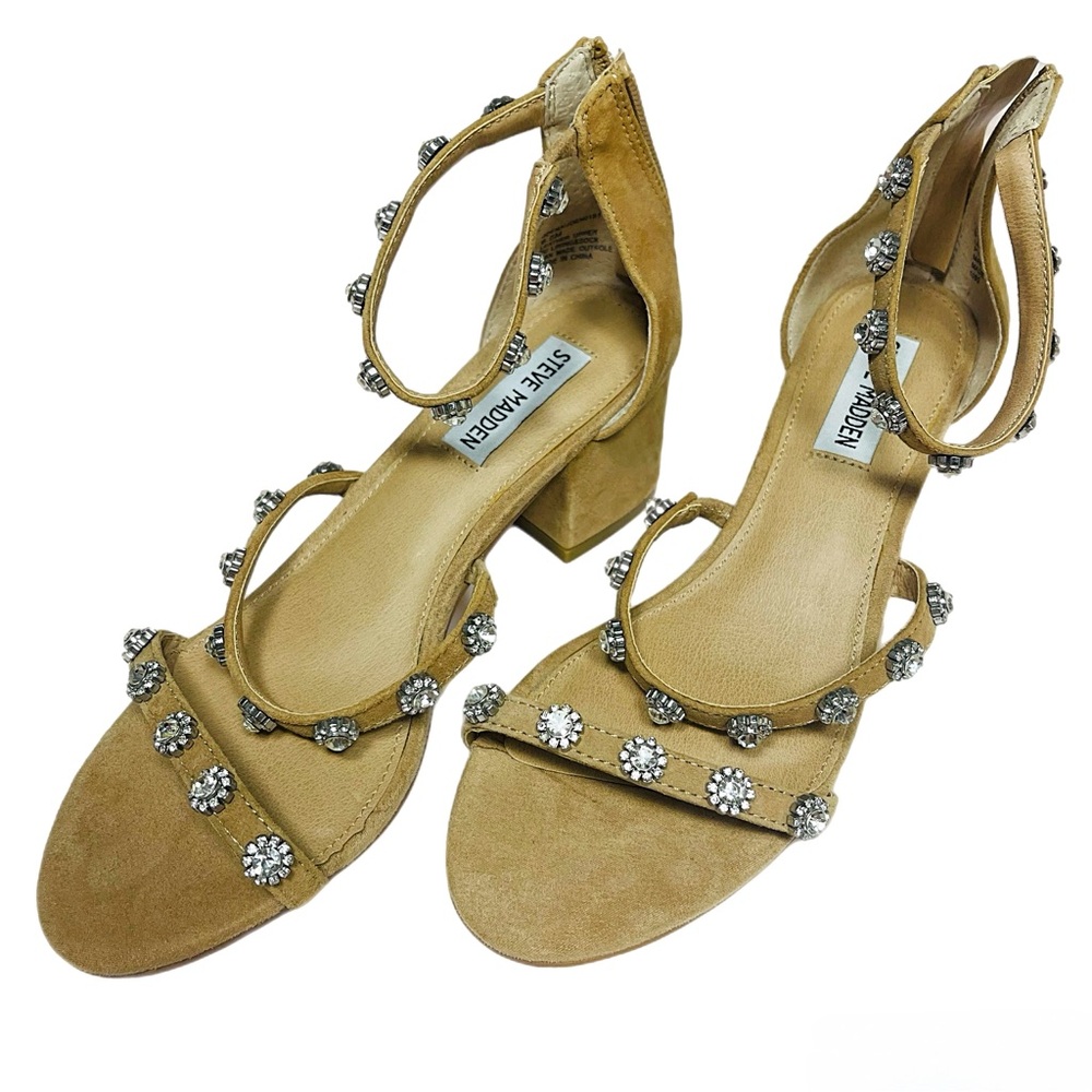 Steve Madden Tan Strappy Heels with Embellishments